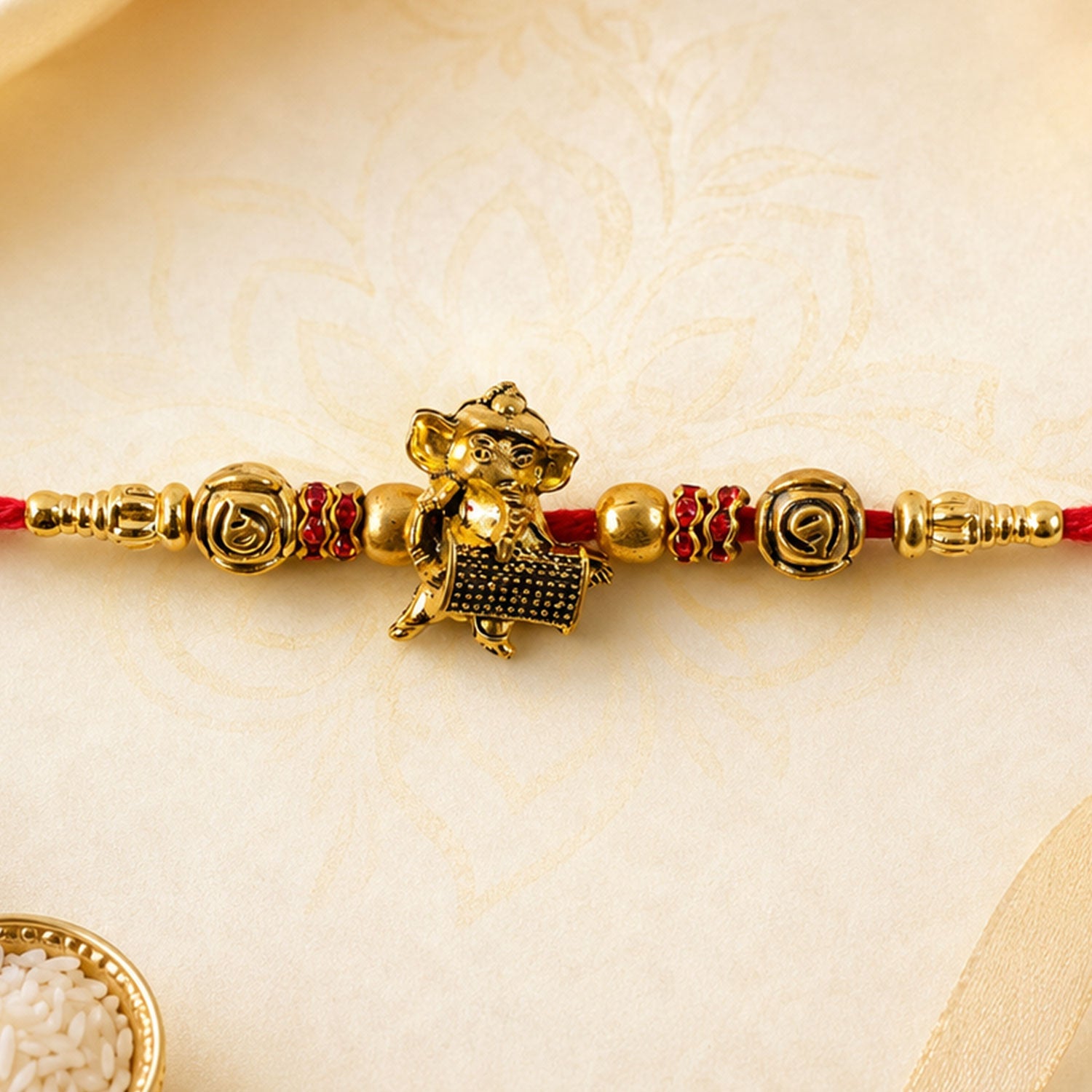 Lord Ganesha Beaded Premium Designer Rakhi for Brother