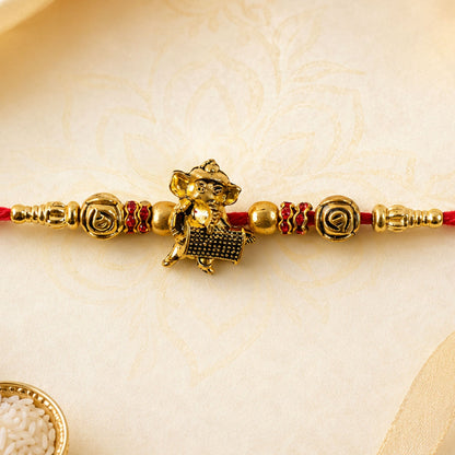 Lord Ganesha Beaded Premium Designer Rakhi for Brother