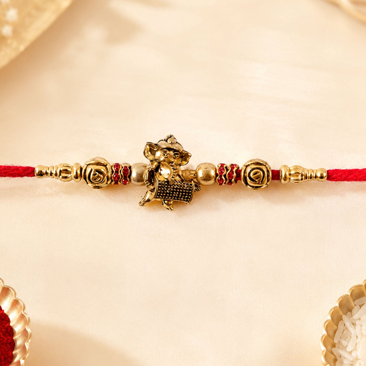 Lord Ganesha Beaded Premium Designer Rakhi for Brother