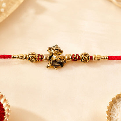 Lord Ganesha Beaded Premium Designer Rakhi for Brother