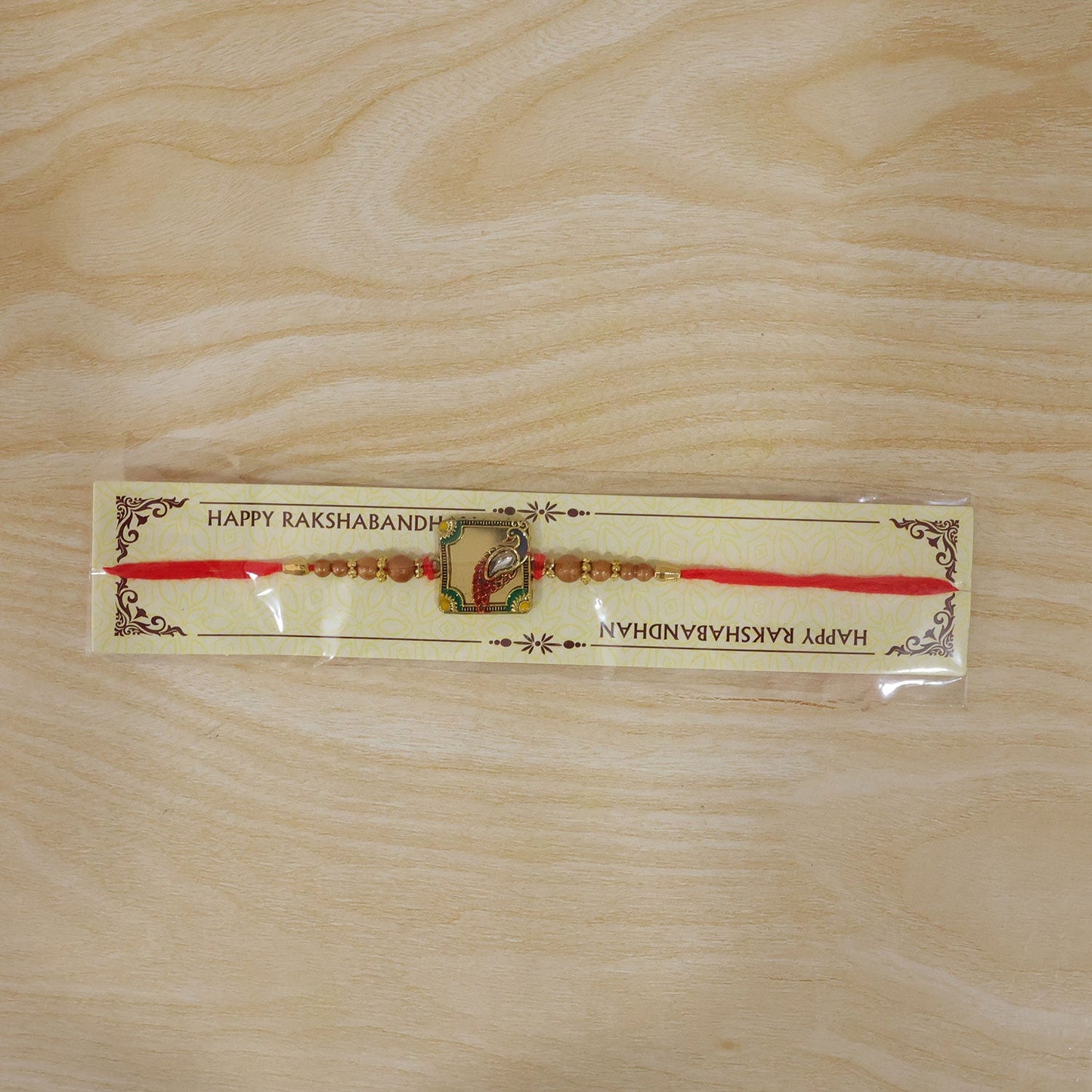 Peacock Square Stone Studded Designer Rakhi for Brother