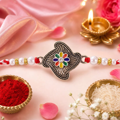 Floral Stone Studded Premium Designer Rakhi for Brother