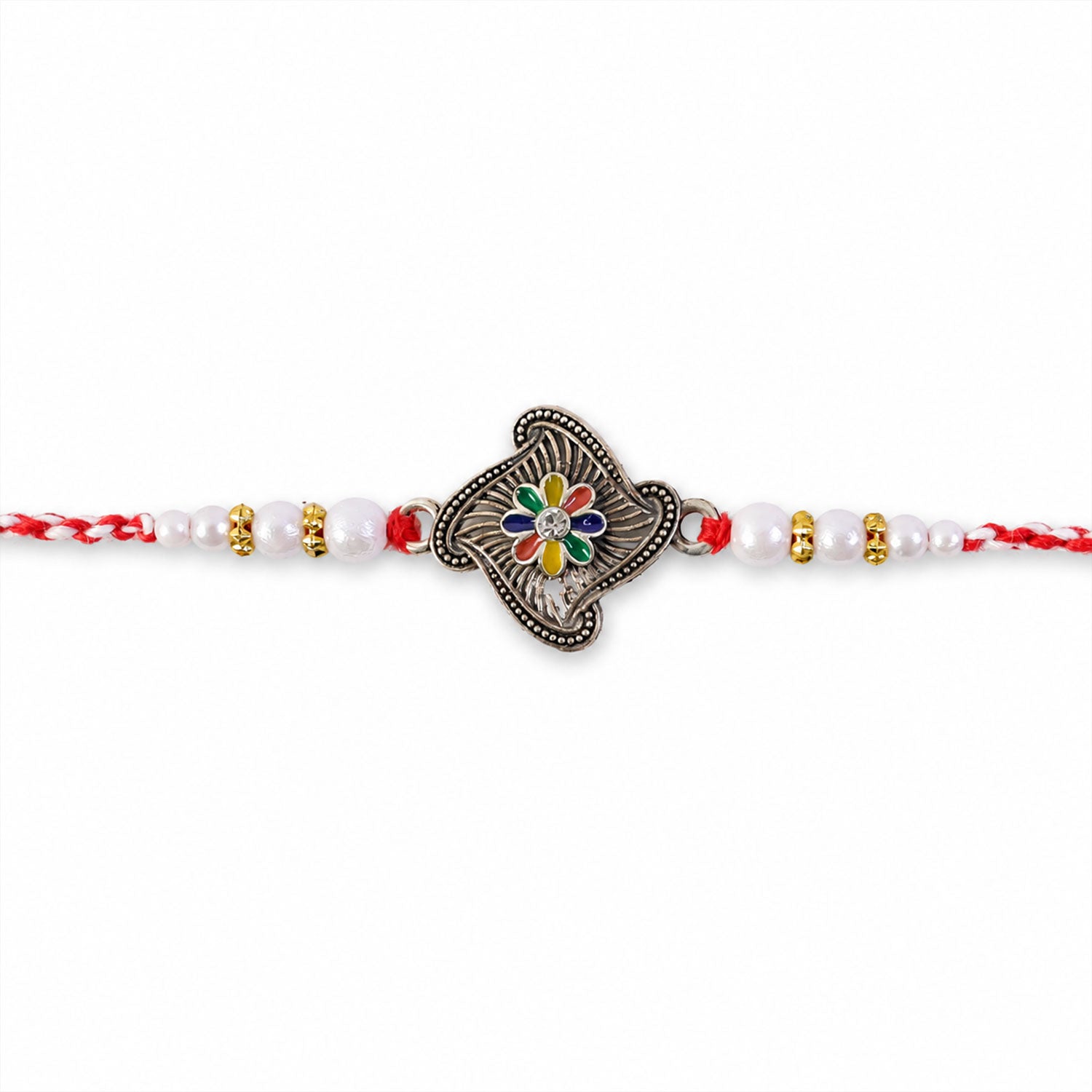 Floral Stone Studded Premium Designer Rakhi for Brother