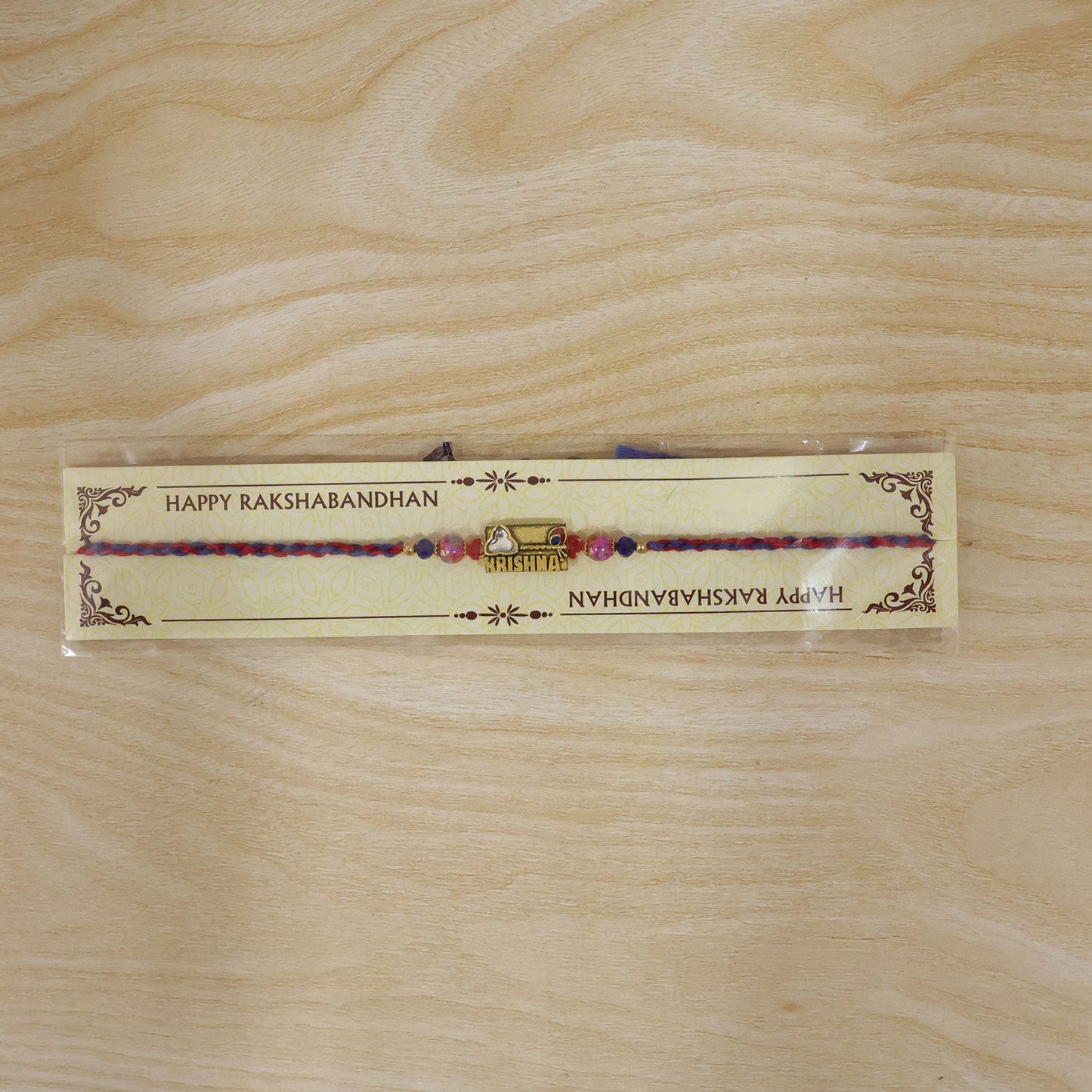 Krishna Text Rectangle Premium Designer Rakhi for Brother