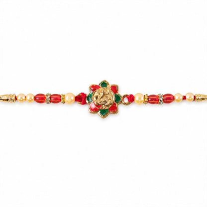 Floral Ganesha charm Designer Premium Traditional Rakhi for Brother