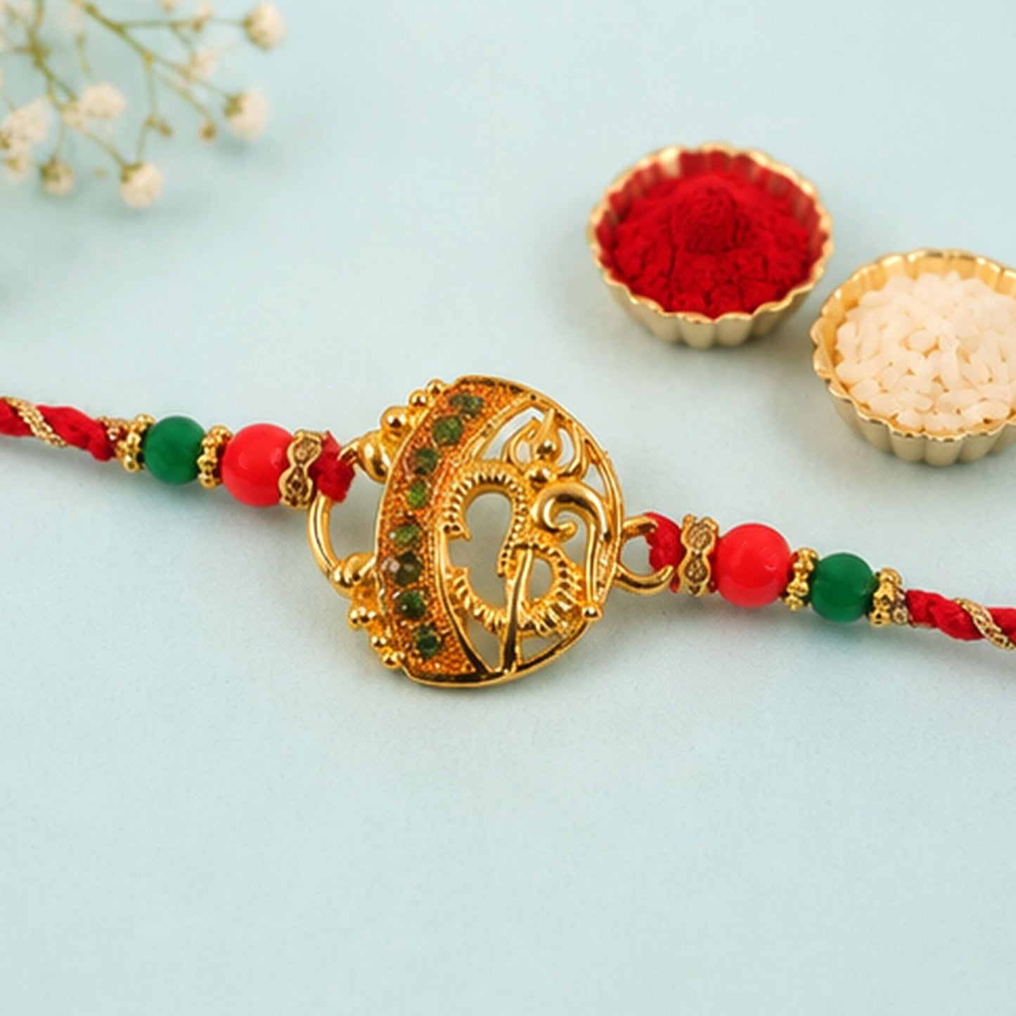 Ornate Om Symbol Premium Designer Rakhi for Brother