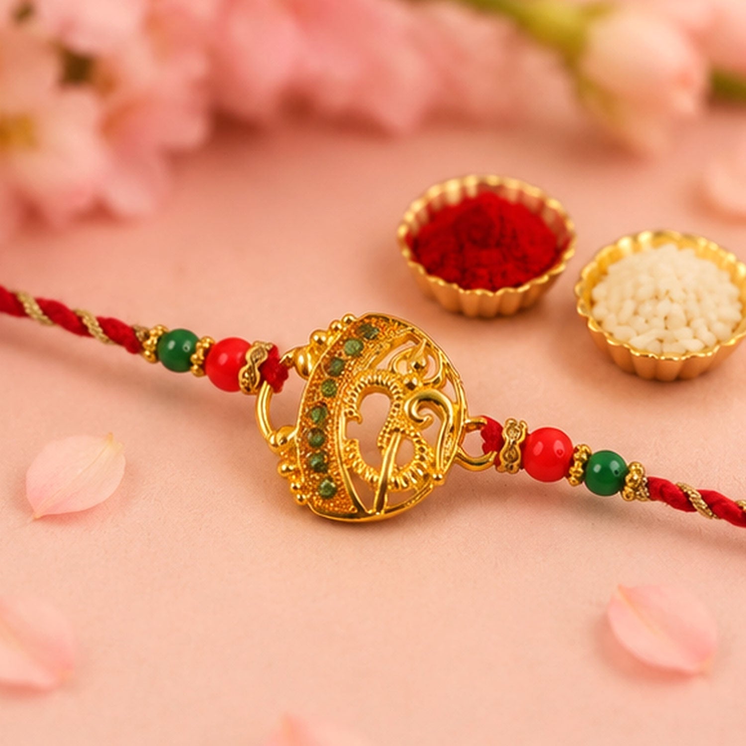 Ornate Om Symbol Premium Designer Rakhi for Brother