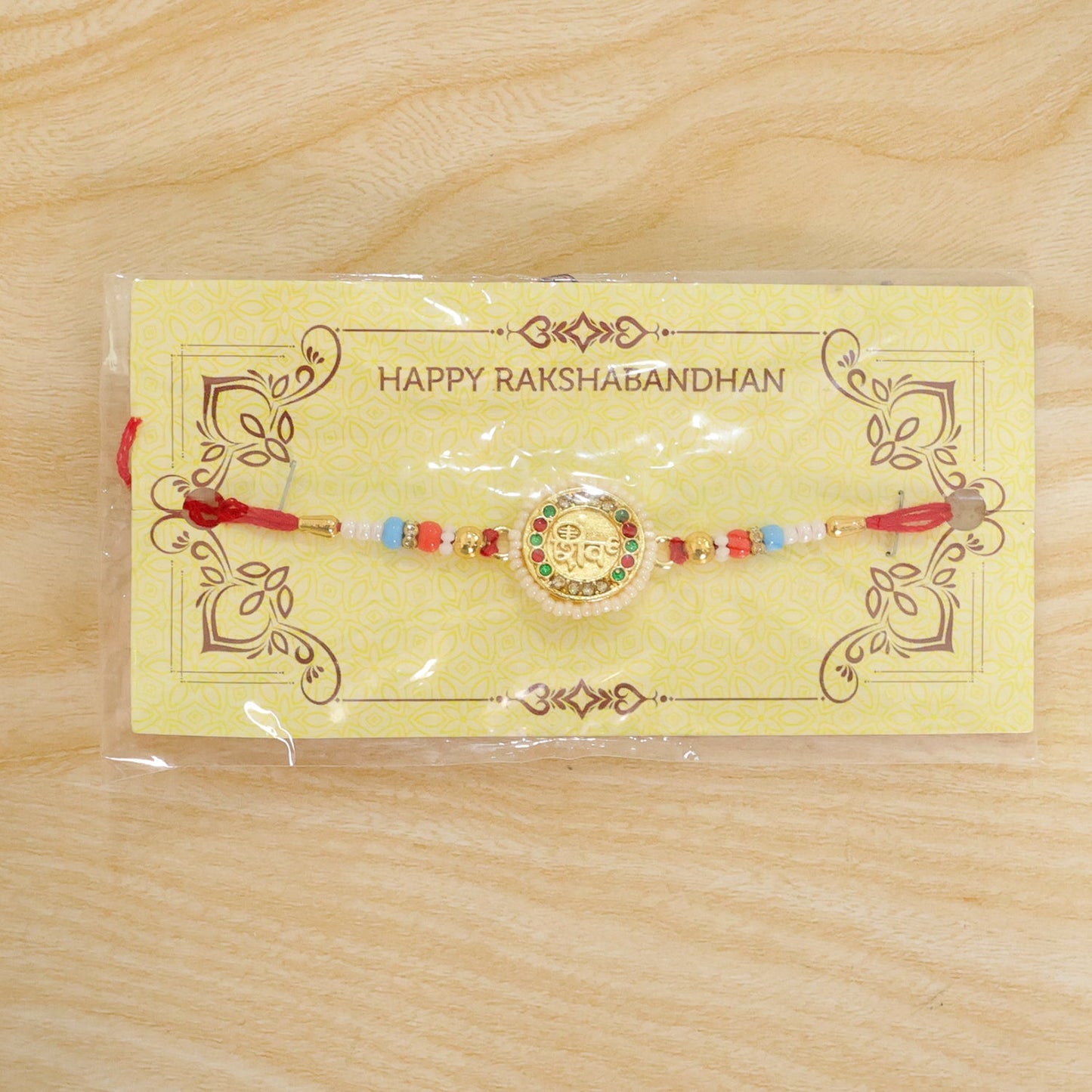 Round Shiv Charm Studded Premium Designer Rakhi for Brother