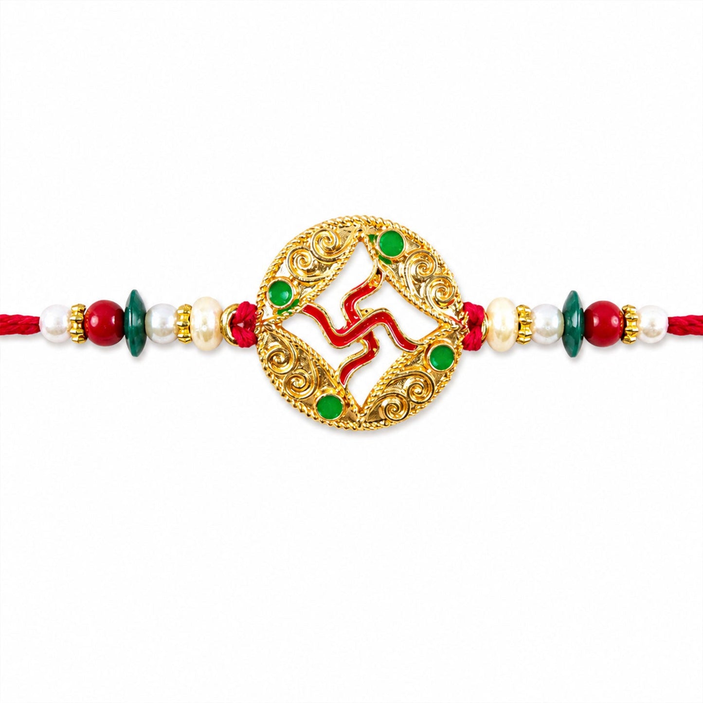 Swastik Symbol Beaded Designer Premium Traditional Rakhi for Brother