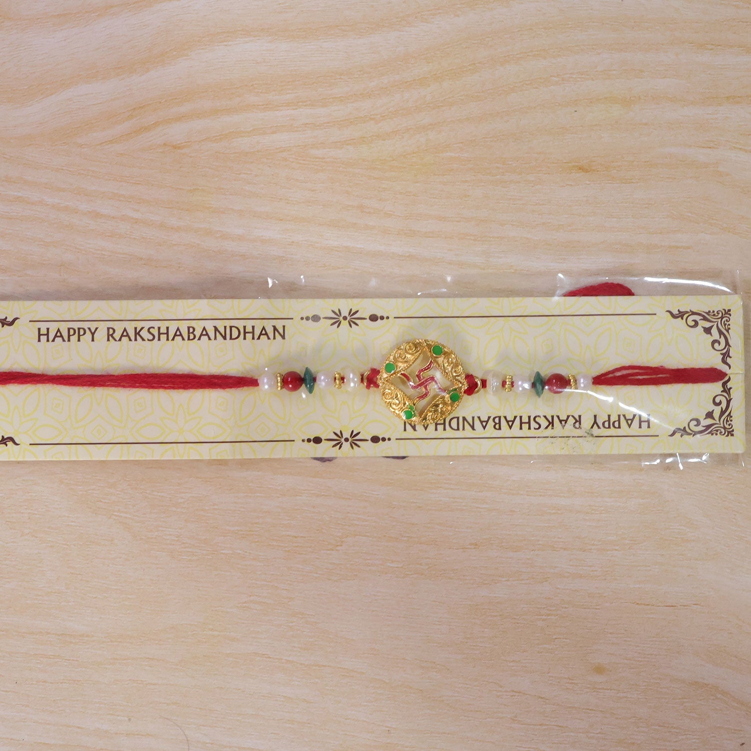 Swastik Symbol Beaded Designer Premium Traditional Rakhi for Brother