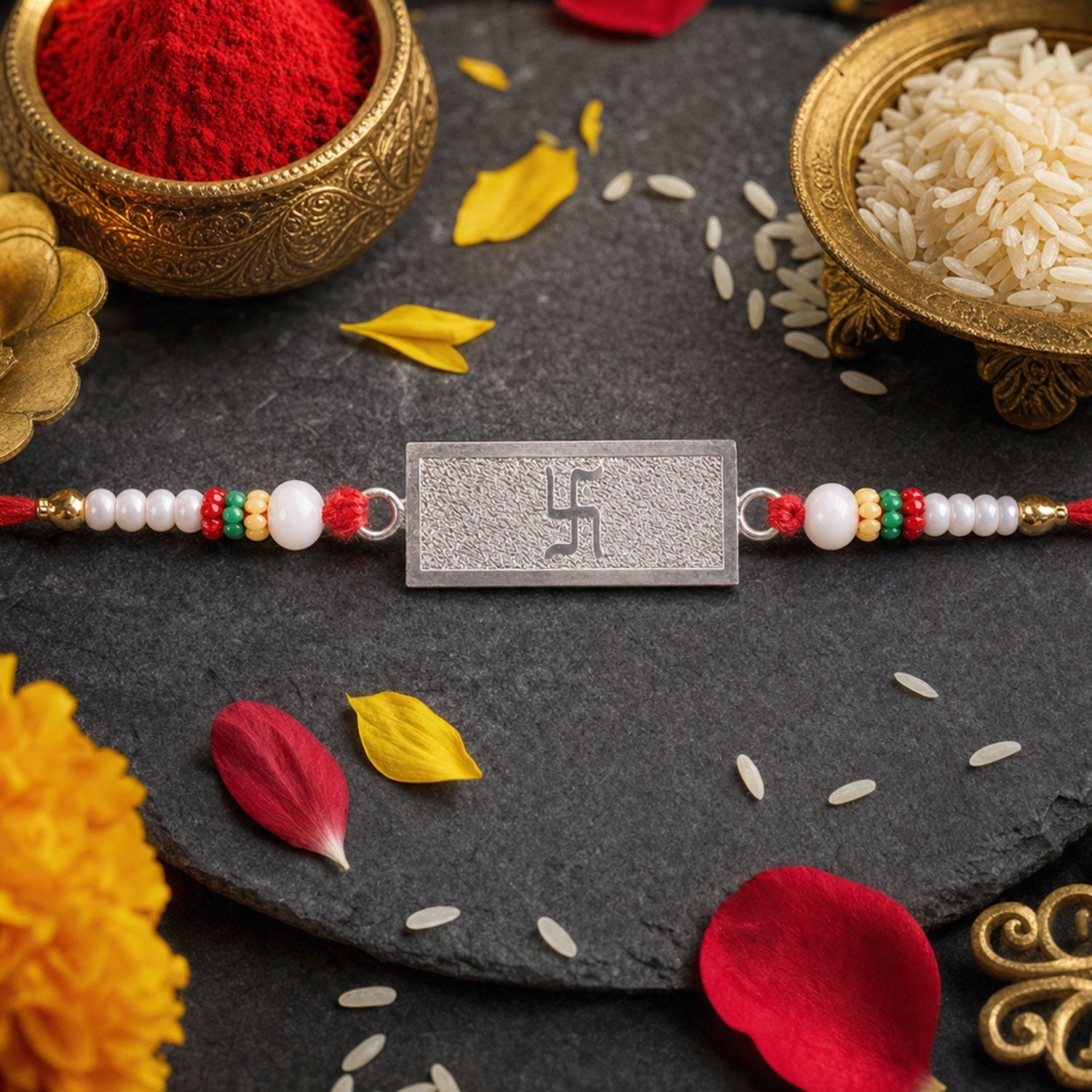 Swastik Symbol Bar Designer Premium Traditional Rakhi for Brother