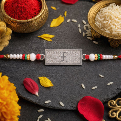 Swastik Symbol Bar Designer Premium Traditional Rakhi for Brother