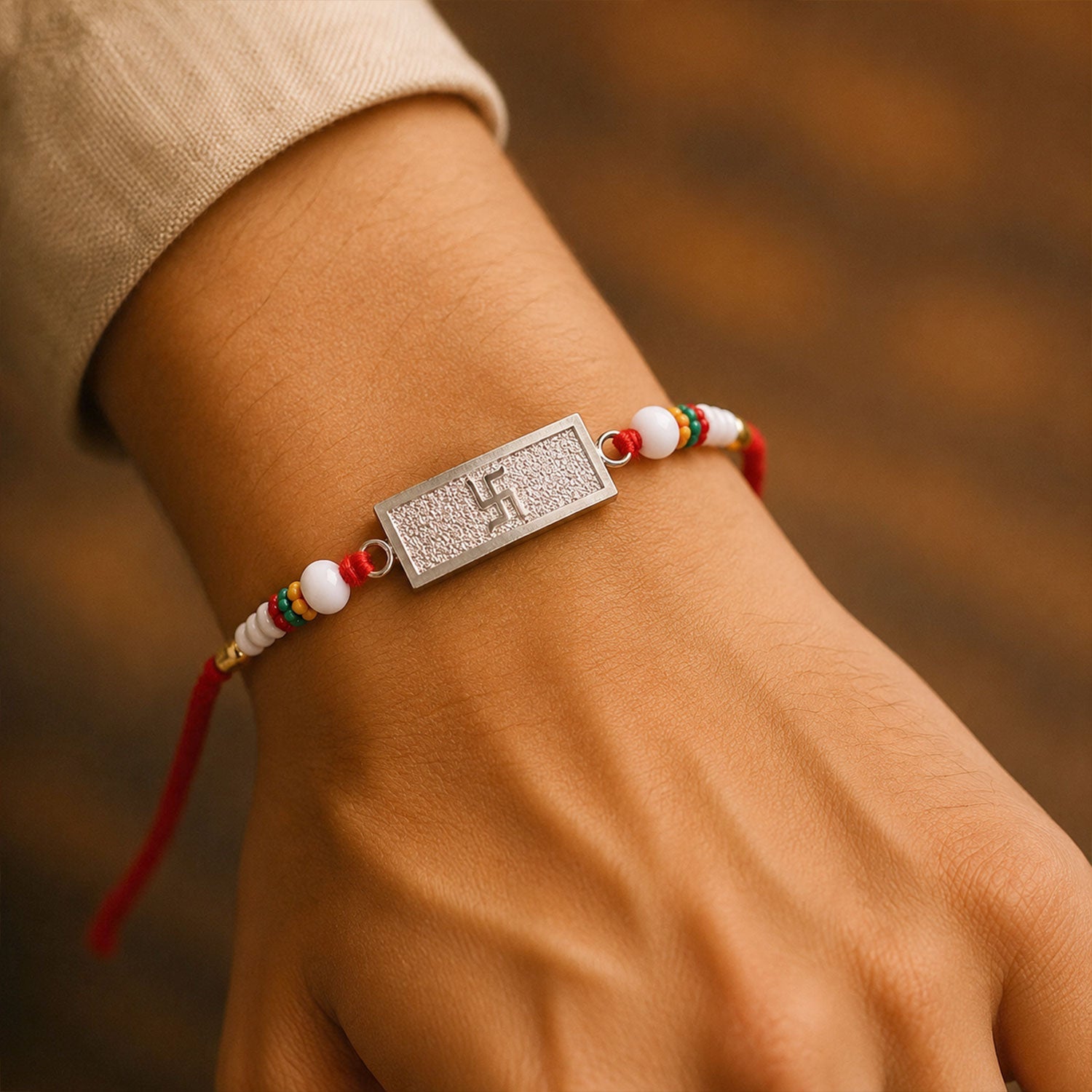 Swastik Symbol Bar Designer Premium Traditional Rakhi for Brother
