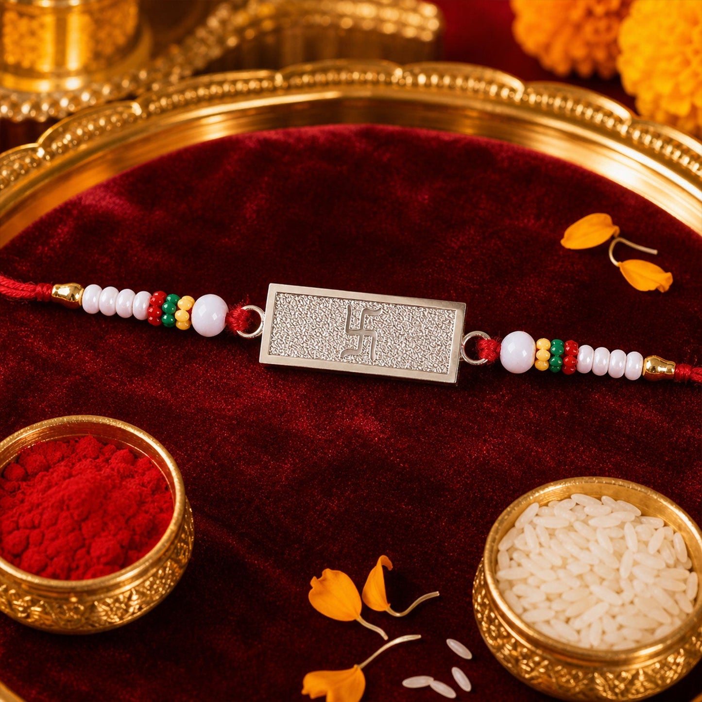 Swastik Symbol Bar Designer Premium Traditional Rakhi for Brother
