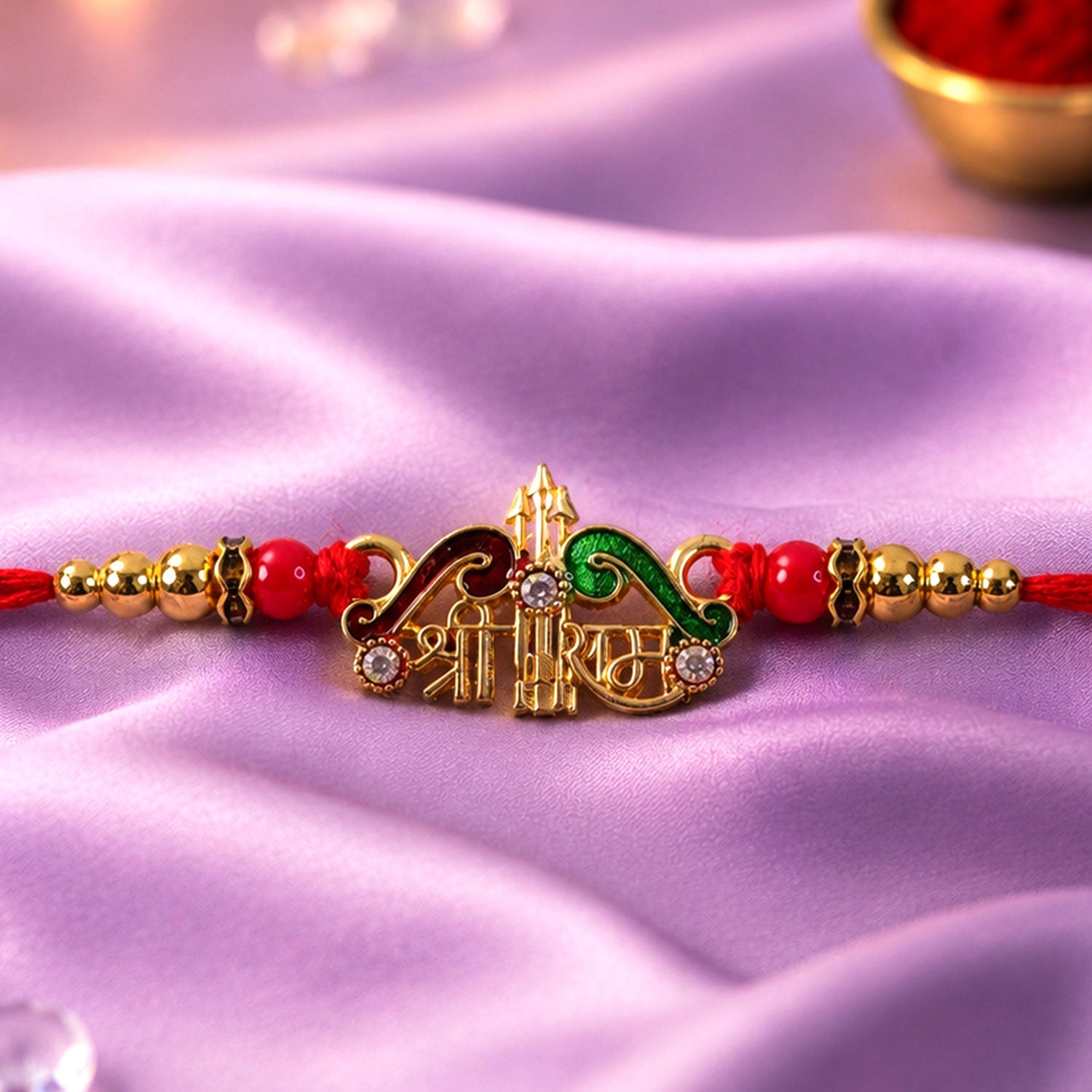 Shree Ram Text Stone Studded Designer Rakhi for Brother