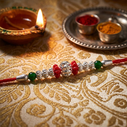 Ethnic Stylish Beaded Rakhi with Colorful Beadwork – Rakhi for Brother