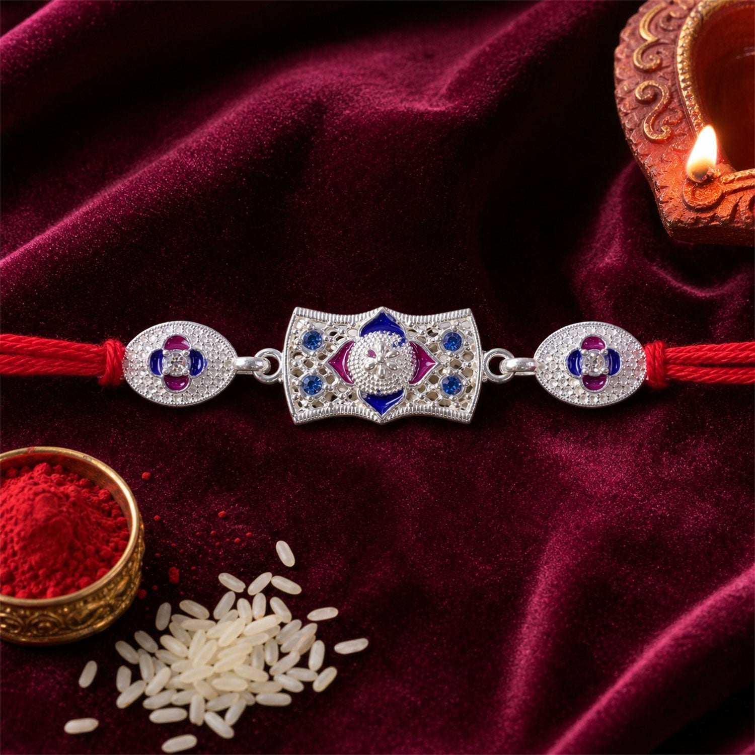Premium Designer Shape Stone Studded Designer Premium Traditional Rakhi for Brother