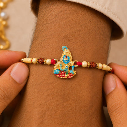 Lord Krishna Beaded Designer Premium Traditional Rakhi for Brother