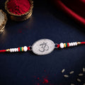 Om Symbol Oval Premium Beaded Designer Rakhi for Brother