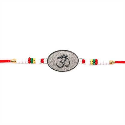 Om Symbol Oval Premium Beaded Designer Rakhi for Brother