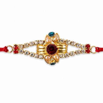Diamond Center Stone Studded Premium Designer Rakhi for Brother