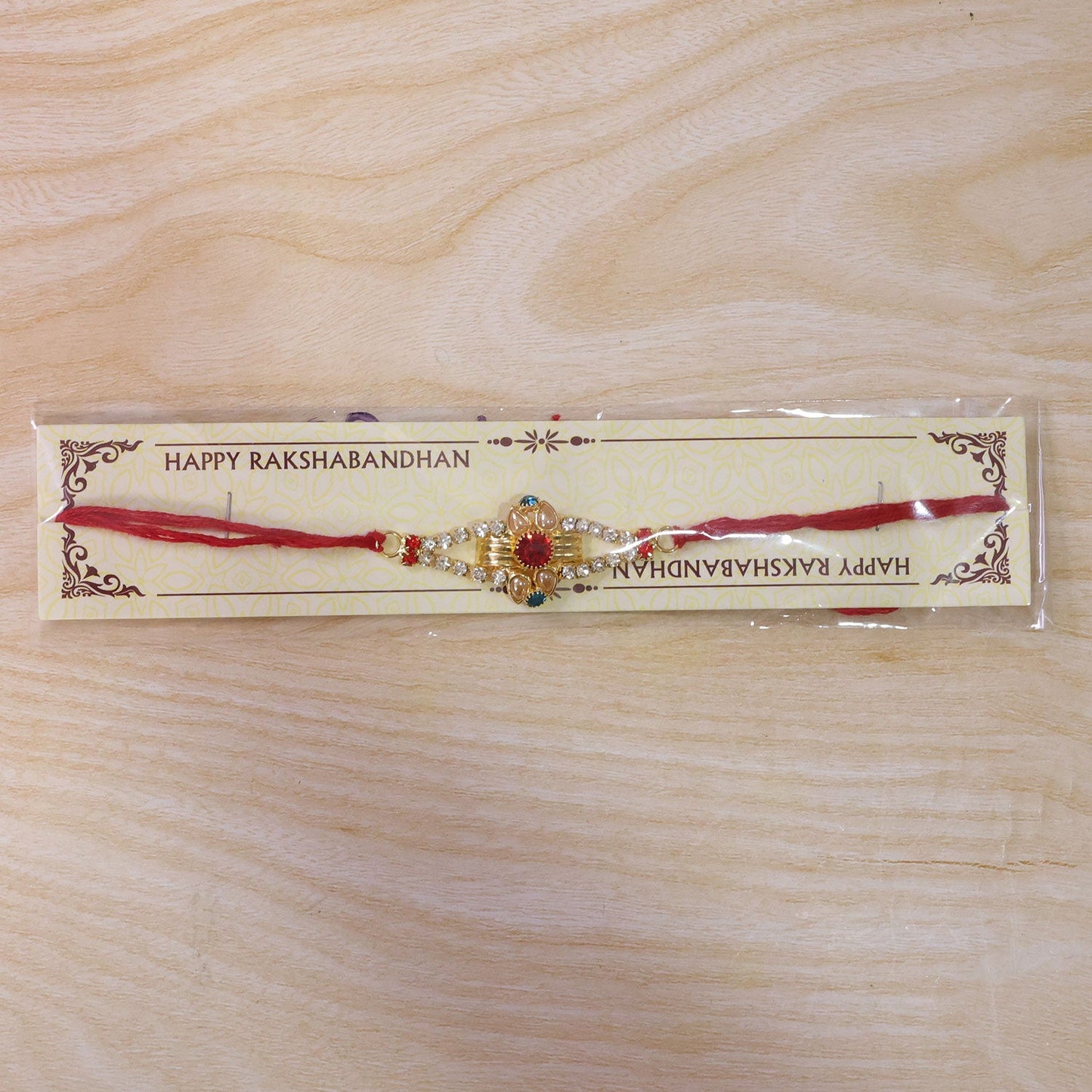 Diamond Center Stone Studded Premium Designer Rakhi for Brother
