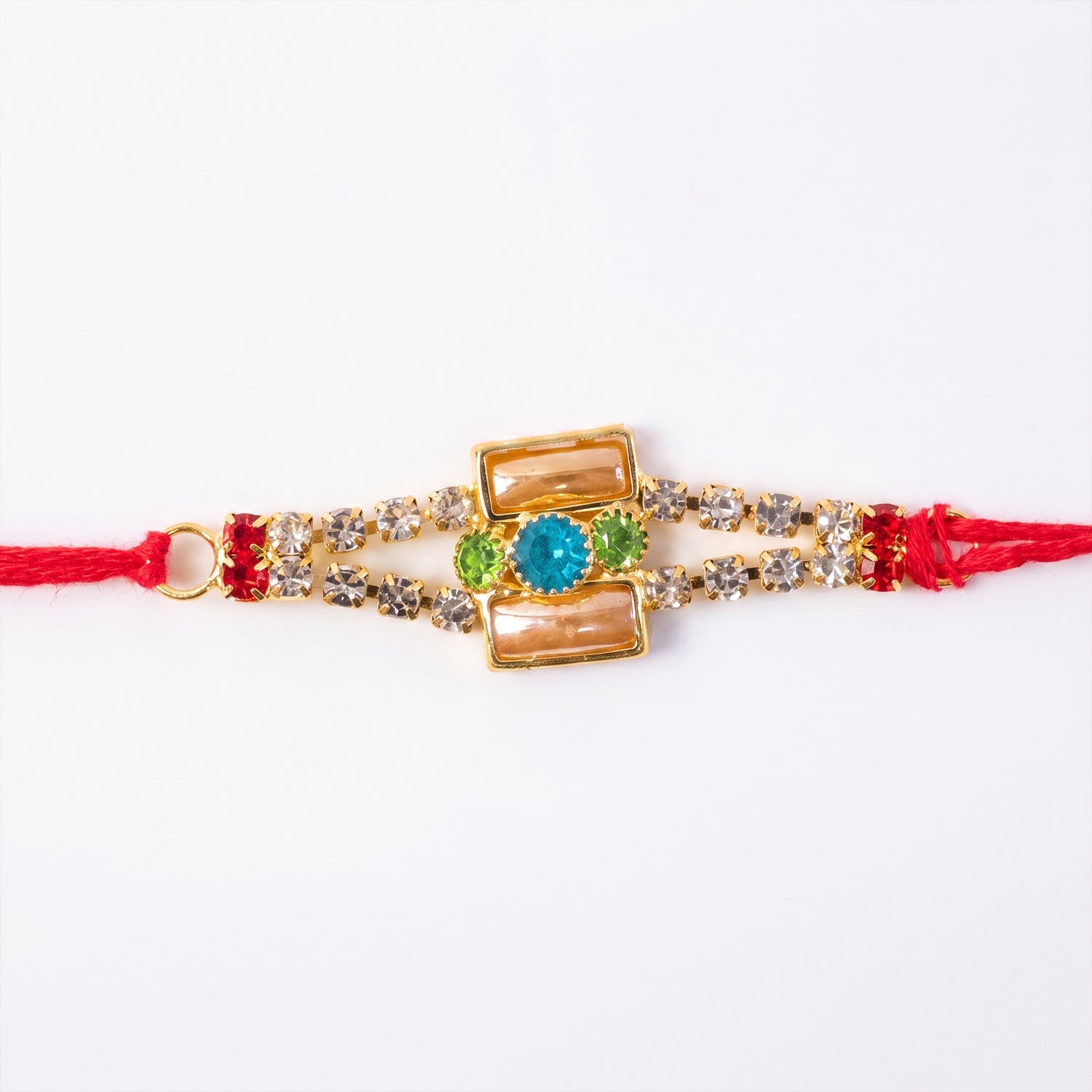 Bar Style Stone Studded Designer Premium Traditional Rakhi for Brother