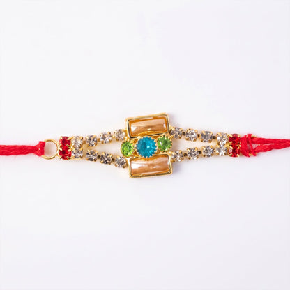 Bar Style Stone Studded Designer Premium Traditional Rakhi for Brother