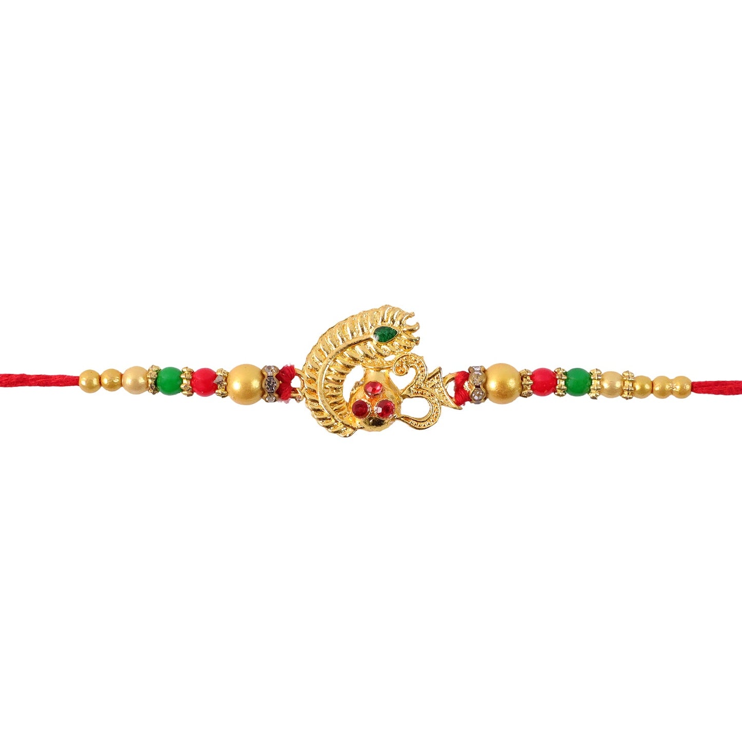Divine Om Mor Pankh Rakhi with Kundan Stones Rakhi for Brother
