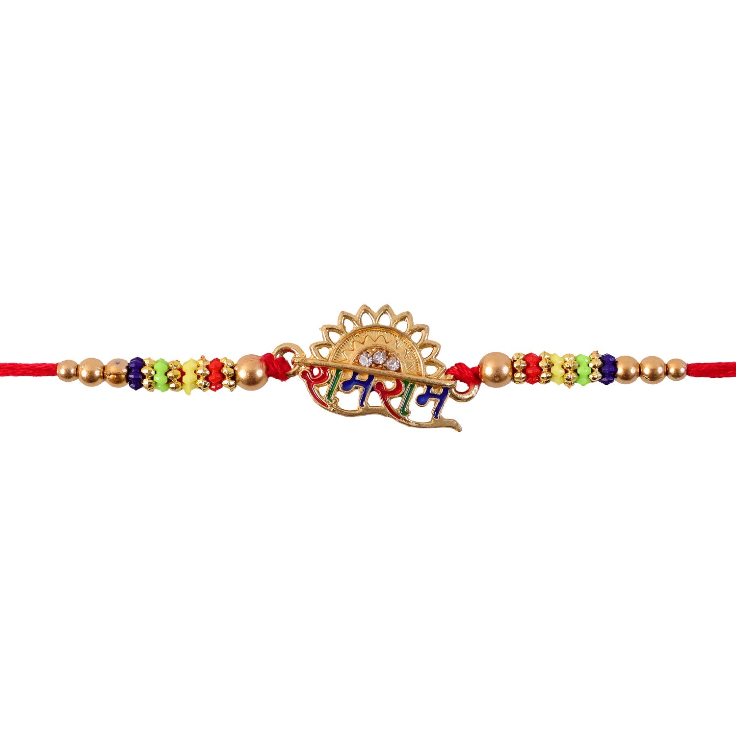 Ram Ram Text Premium Designer Beaded Rakhi for Brother
