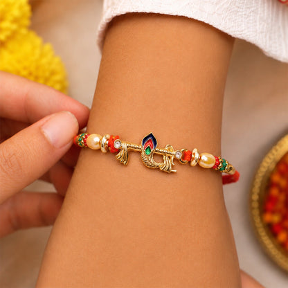 Peacock Feather Charm Premium Designer Rakhi for Brother