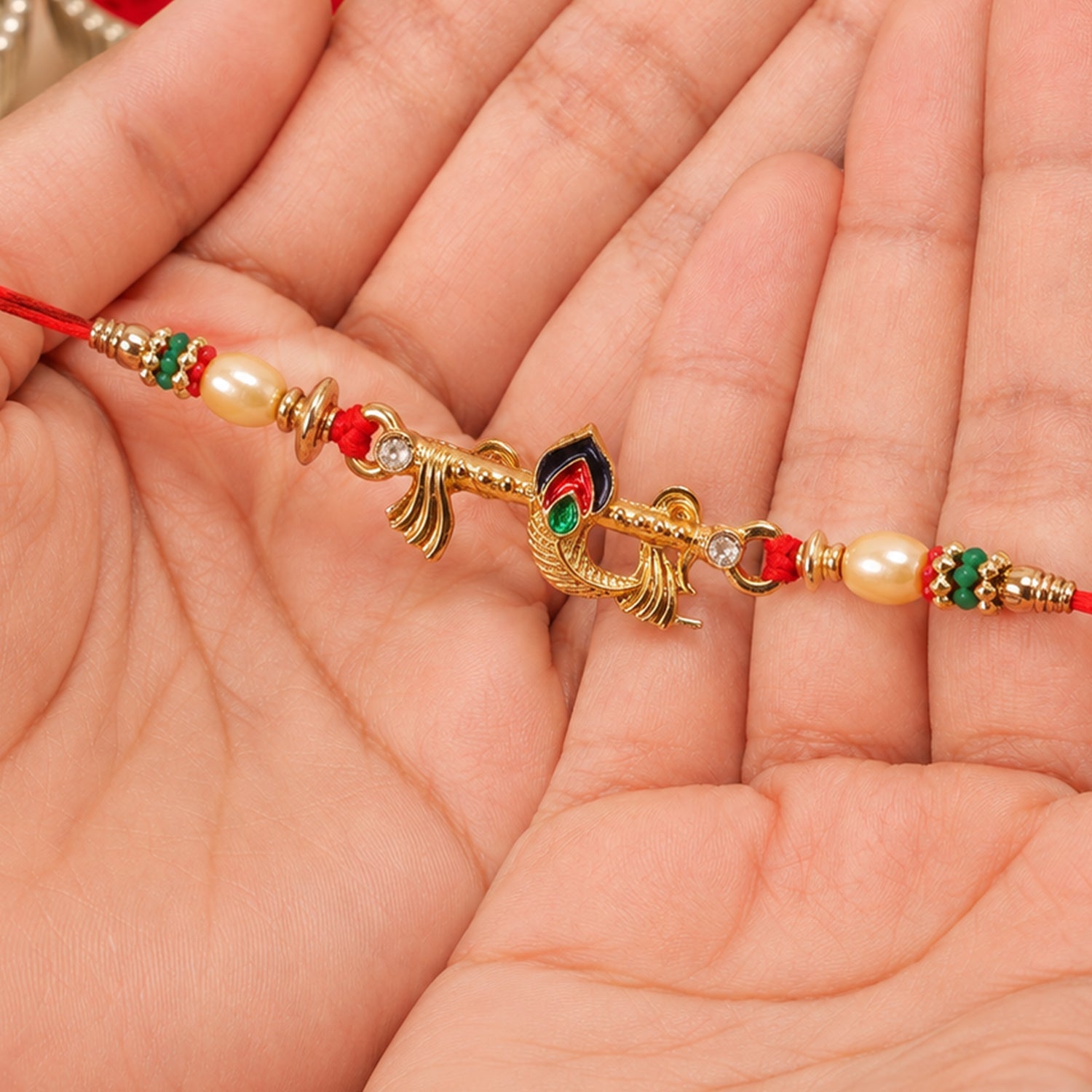 Peacock Feather Charm Premium Designer Rakhi for Brother