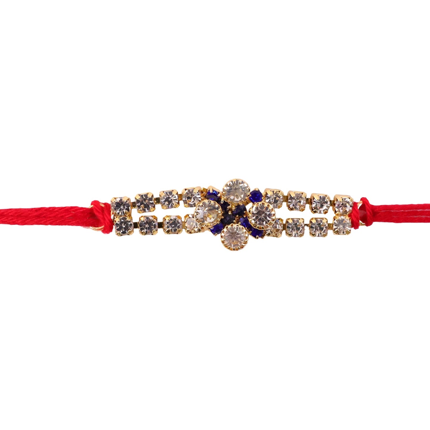 Sparkling Crystal Diamond Rakhi with Stone Studded Thread Rakhi for Brother