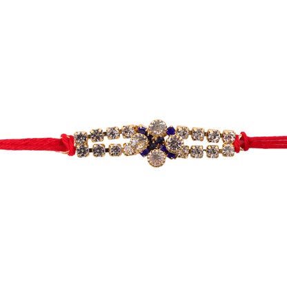 Sparkling Crystal Diamond Rakhi with Stone Studded Thread Rakhi for Brother