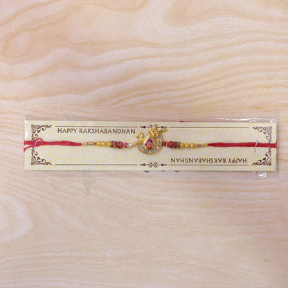 Peacock Motif Stone Studded Premium Designer Rakhi for Brother