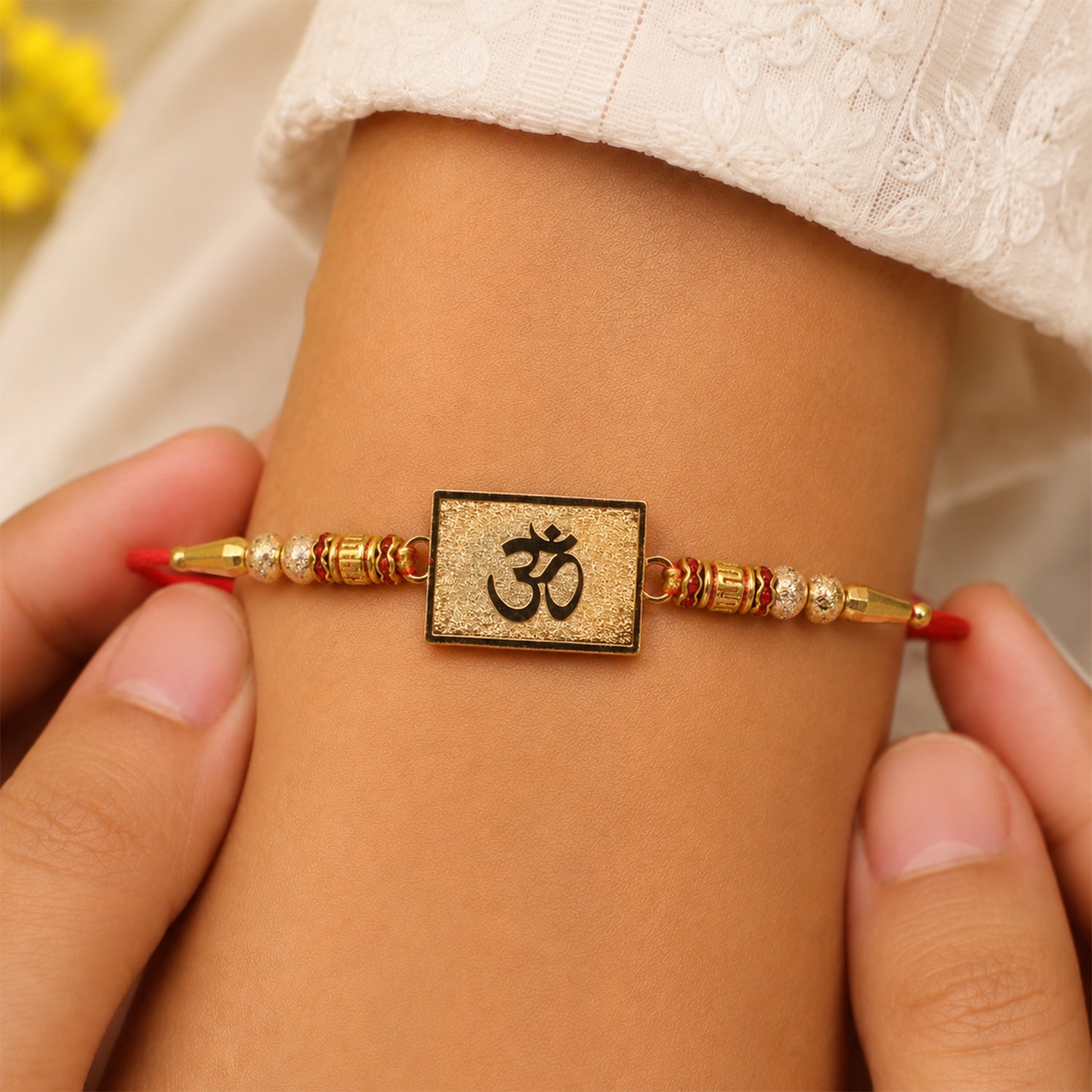 Om Symbol Square Textured Designer Rakhi for Brother
