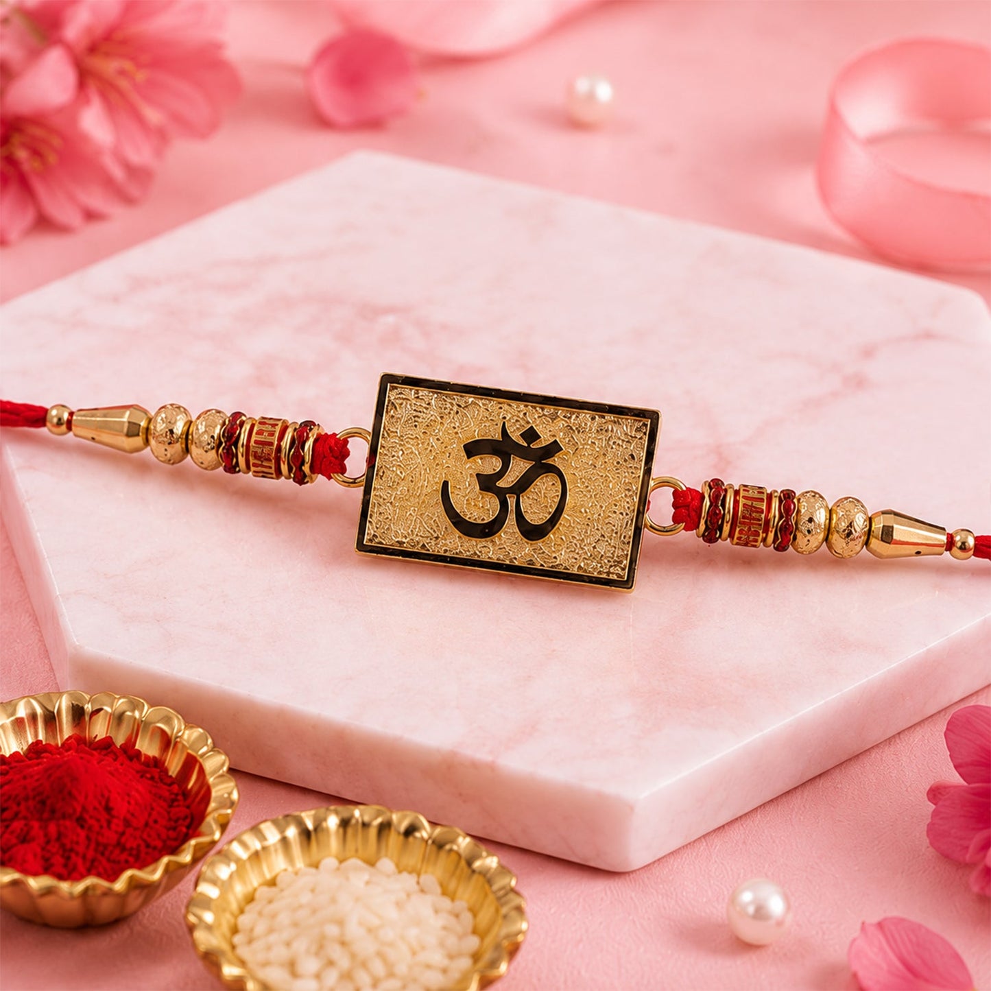 Om Symbol Square Textured Designer Rakhi for Brother