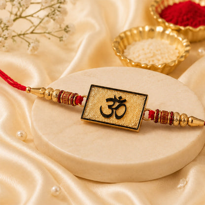 Om Symbol Square Textured Designer Rakhi for Brother