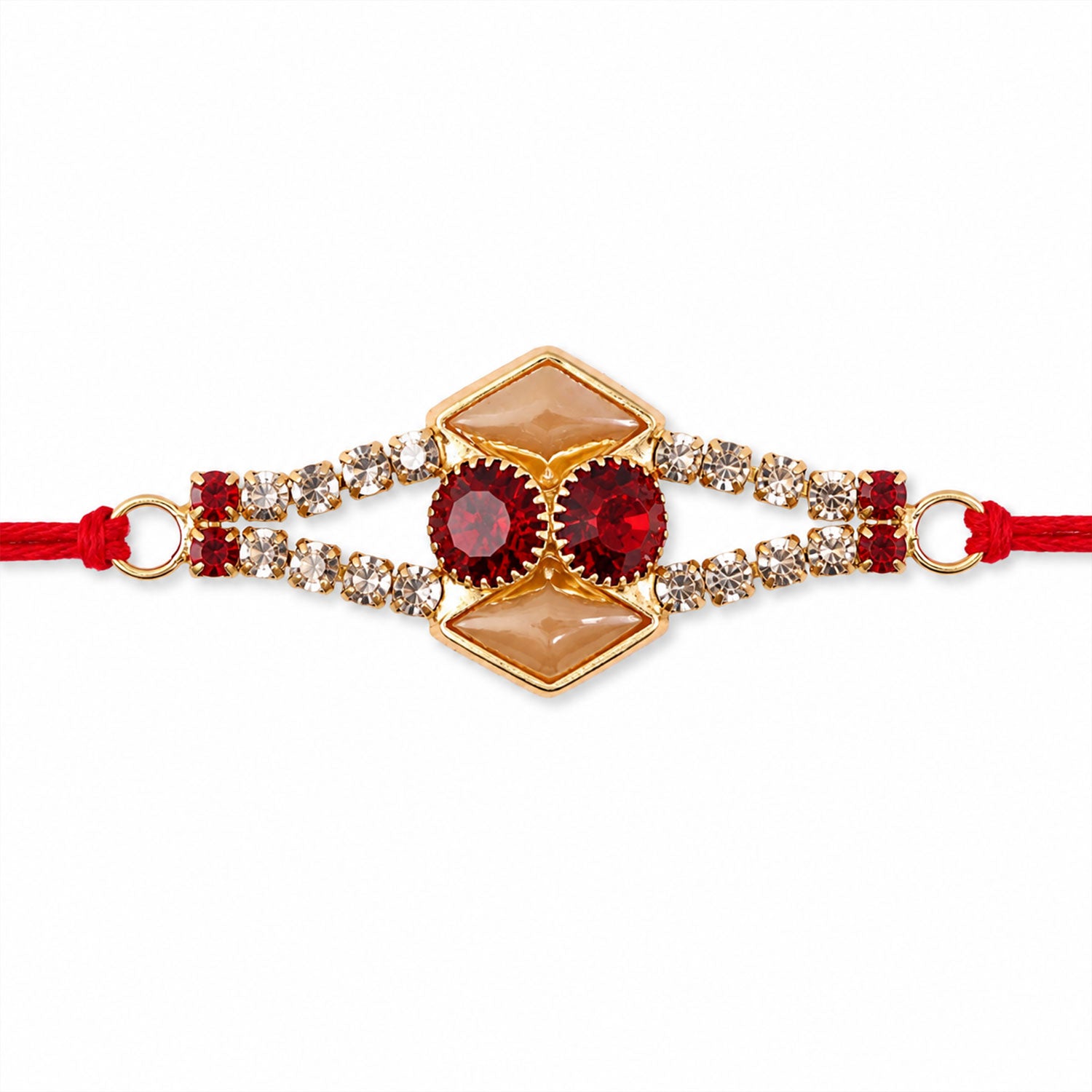 Designer Diamond Studded Rakhi with Enamel Work – Rakhi for Brother