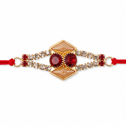 Designer Diamond Studded Rakhi with Enamel Work – Rakhi for Brother