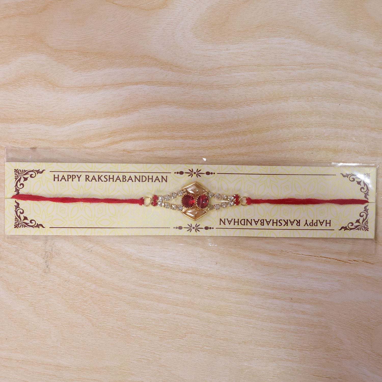 Designer Diamond Studded Rakhi with Enamel Work – Rakhi for Brother
