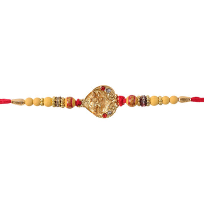 Religious Radha Krishna Rakhi with Crystal & Beads Rakhi for Brother