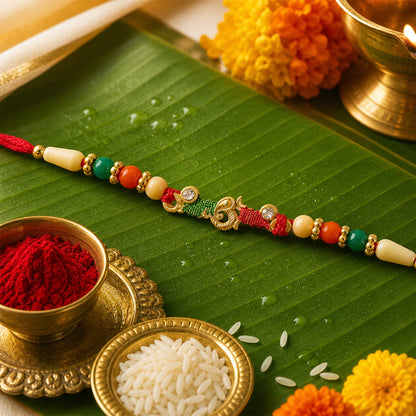 Minimal Beaded Thread Designer Premium Traditional Rakhi for Brother