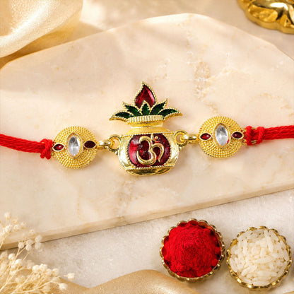 Om Symbol Kalash Designer Premium Traditional Rakhi for Brother