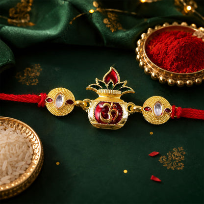 Om Symbol Kalash Designer Premium Traditional Rakhi for Brother