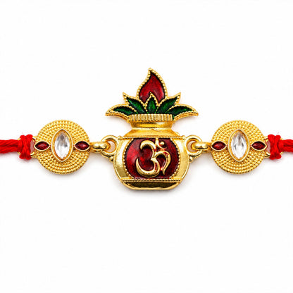 Om Symbol Kalash Designer Premium Traditional Rakhi for Brother