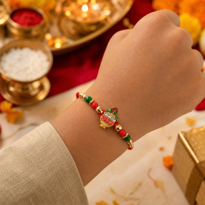 Kalas Motif Beaded Designer Premium Traditional Rakhi for Brother