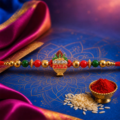 Kalas Motif Beaded Designer Premium Traditional Rakhi for Brother