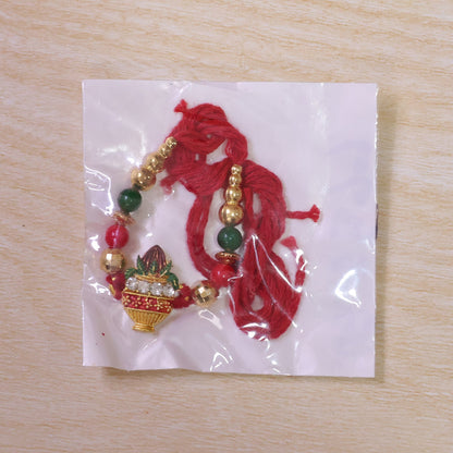 Kalas Motif Beaded Designer Premium Traditional Rakhi for Brother