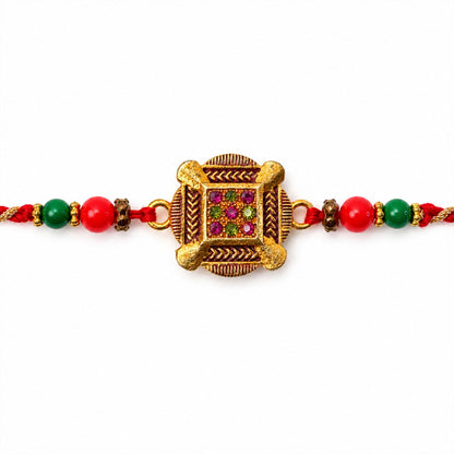 Square Cushion Stone Studded Premium Designer Rakhi for Brother